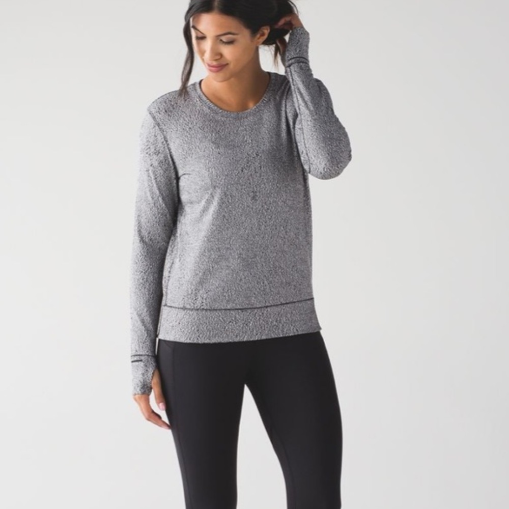 Lululemon Rush Hour Long Sleeve Frozen Fizz White Black - Picture 3 of 11